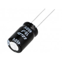 PF2W100MNN1220; Capacitor: electrolytic; THT; 10uF; 450VDC; Ø12.5x20mm; Pitch: 5mm; Elite