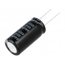 PF2W680MNN1836; Capacitor: electrolytic; THT; 68uF; 450VDC; Ø18x35.5mm; ±20%; 2000h; Elite