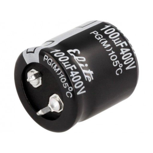 PG2G101MND2525; Capacitor: electrolytic; SNAP-IN; 100uF; 400VDC; Ø25x25mm; ±20%; Elite