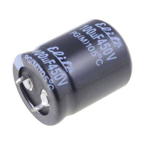 PG2W101MND2531; Capacitor: electrolytic; SNAP-IN; 100uF; 450VDC; Ø25x31mm; ±20%; Elite