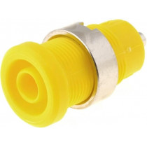 3270-I-GE; Socket; 4mm banana; 25A; Cutout: Ø12mm; yellow; nickel plated; 5mΩ; ELECTRO-PJP
