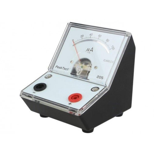 P205-02; Meter: table; I DC: 0,1u÷100uA; 2%; Display: analogue; 1kΩ; PEAKTECH P205-02; Meter: table; I DC: 0,1u÷100uA; 2%; Display: analogue; 1kΩ; PEAKTECH