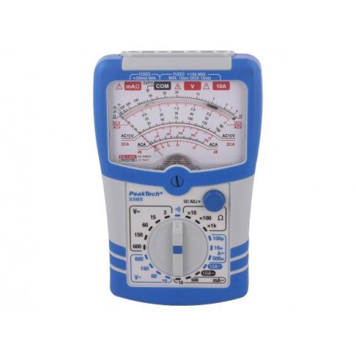 P3385; Analogue multimeter; analogue; VDC: 2,5/10/50/250/600V; 315g; PEAKTECH P3385; Analogue multimeter; analogue; VDC: 2,5/10/50/250/600V; 315g; PEAKTECH