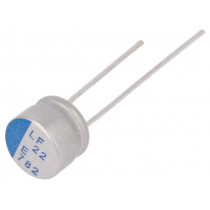 PLF1E220MCL7; Capacitor: polymer; 22uF; 25VDC; ESR: 50mΩ; PLF; THT; ±20%; -55÷105°C; NICHICON