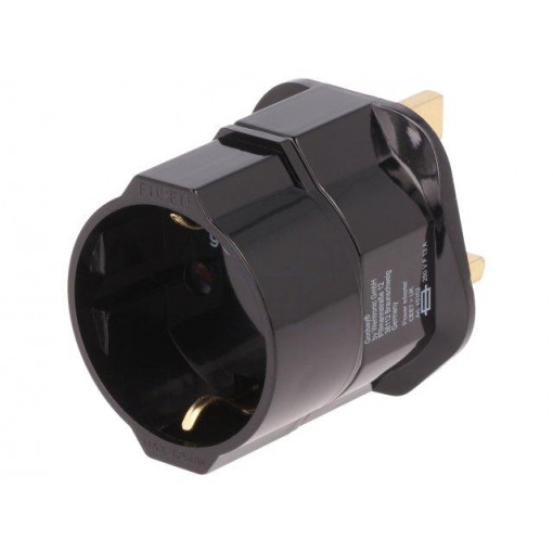 45352; Adapter; Out: EU; Plug: with earthing; Colour: black; Input: UK; Goobay