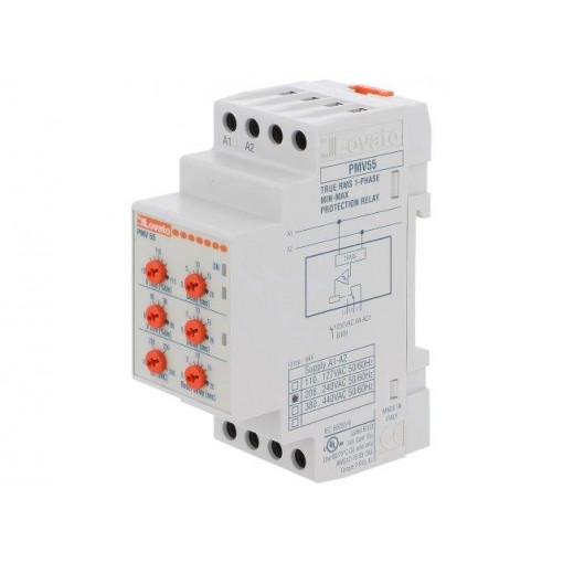 PMV55A240; Module: voltage monitoring relay; DIN; SPDT; OUT 1: 250VAC/8A; LOVATO ELECTRIC