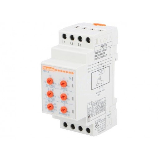 PMV70A575; Module: voltage monitoring relay; DIN; SPDT; OUT 1: 250VAC/8A; LOVATO ELECTRIC