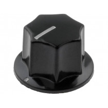 PN-9E-6.4; Knob; with pointer; bakelite; Øshaft: 6mm; Ø18.5x15mm; black; SCI