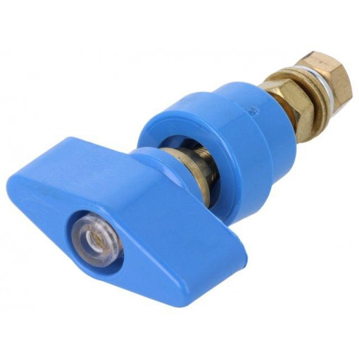 POL102/BL; Laboratory clamp; blue; 1kVDC; 100A; Contacts: brass; 81mm; SCHÜTZINGER