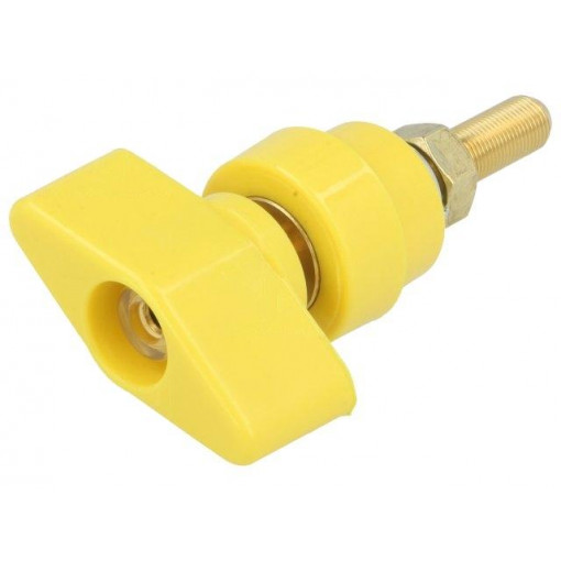POL102/GE; Laboratory clamp; yellow; 1kVDC; 100A; Contacts: brass; 81mm; SCHÜTZINGER