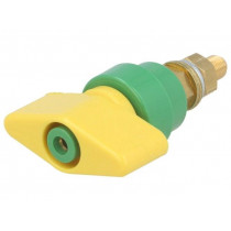 POL102/GNGE; Laboratory clamp; yellow-green; 1kVDC; 100A; Contacts: brass; 81mm; SCHÜTZINGER
