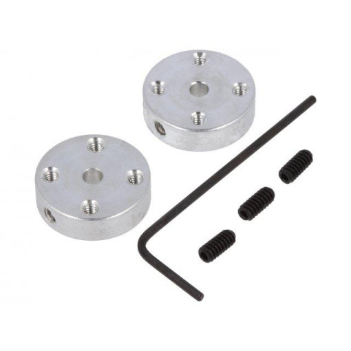 UNIVERSAL ALUMINUM MOUNTING HUB FOR 3MM; Bracket wheel; Shaft: D spring; Pcs: 2; Shaft dia: 3mm; Ø: 17.5mm; POLOLU