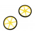 WHEEL 80×10MM PAIR YELLOW; Wheel; yellow; Shaft: D spring; Pcs: 2; push-in; Ø: 80mm; W: 10mm; POLOLU