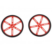 WHEEL 90×10MM PAIR RED; Wheel; red; Shaft: D spring; Pcs: 2; push-in; Ø: 90mm; Shaft dia: 3mm; POLOLU