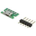 USB MICRO-B CONNECTOR BREAKOUT BOARD; Module: adapter; USB B micro,pin strips; USB Micro-B; POLOLU