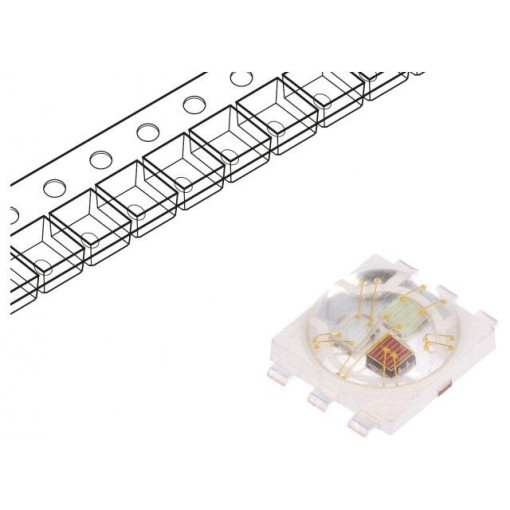 PP6N-3LFE; Power LED; RGB; 140°; 350mA; Pmax: 3W; 4x4x1.85mm; Case: PLCC6; SMD; ProLight Opto