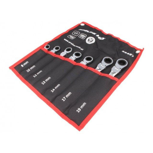 35497; Key set; combination spanner,with ratchet,with joint; Pcs: 7; PROLINE
