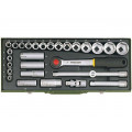 23000; Key set; socket spanner; Chrom-vanadium steel; Pcs: 29; PROXXON