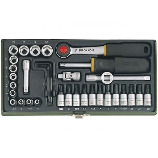 23080; Key set; socket bits; Chrom-vanadium steel; Pcs: 36; PROXXON