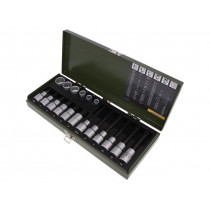 23296; Key set; socket bits,spline (12-angles); Pcs: 18; Mounting: 1/2