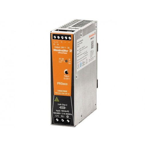 1469470000; Power supply: switched-mode; 72W; 24VDC; 3A; 85÷264VAC; 80÷370VDC; WEIDMÜLLER 1469470000; Power supply: switched-mode; 72W; 24VDC; 3A; 85÷264VAC; 80÷370VDC; WEIDMÜLLER