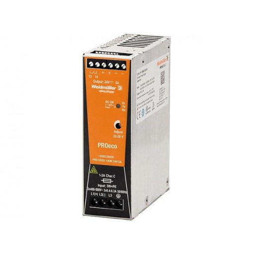 1469530000; Power supply: switched-mode; 120W; 24VDC; 5A; 450÷800VDC; 0.6kg; WEIDMÜLLER 1469530000; Power supply: switched-mode; 120W; 24VDC; 5A; 450÷800VDC; 0.6kg; WEIDMÜLLER