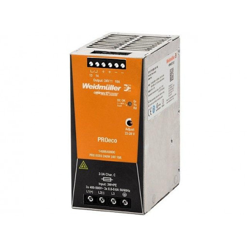 1469540000; Power supply: switched-mode; 240W; 24VDC; 10A; 450÷800VDC; 1kg; WEIDMÜLLER