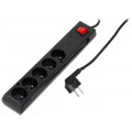 PS-5P/3M/BLACK; Plug socket strip: protective; Sockets: 5; 230VAC; 10A; JONEX