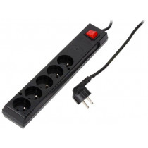 PS-5P/3M/BLACK; Plug socket strip: protective; Sockets: 5; 230VAC; 10A; JONEX