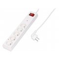 PS-5P/1.5M/WHITE; Plug socket strip: protective; Sockets: 5; 230VAC; 10A; JONEX
