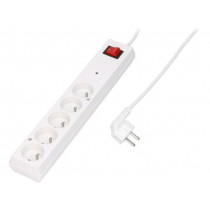 PS-5P/1.5M/WHITE; Plug socket strip: protective; Sockets: 5; 230VAC; 10A; JONEX