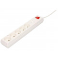 PS-5P/3M/WHITE; Plug socket strip: protective; Sockets: 5; 230VAC; 10A; JONEX