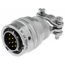 PT06E-12-10P(SR)023; Connector: circular; PT; plug; male; PIN: 10; with cable clamp; 7.5A; AMPHENOL