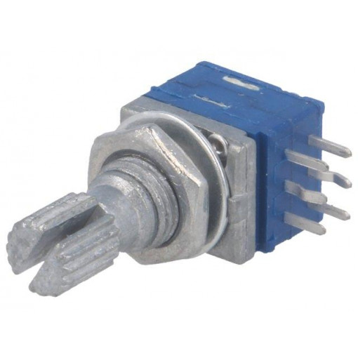 PTD902-1015K-A104; Potentiometer: shaft; 25mW; 100kΩ; ±10%; 300°; for PCB; logarithmic; BOURNS