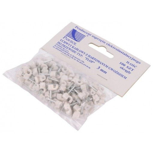 H.7001A -100; Holder; white; Application: on round cable; 100pcs; with a nail; PAWBOL