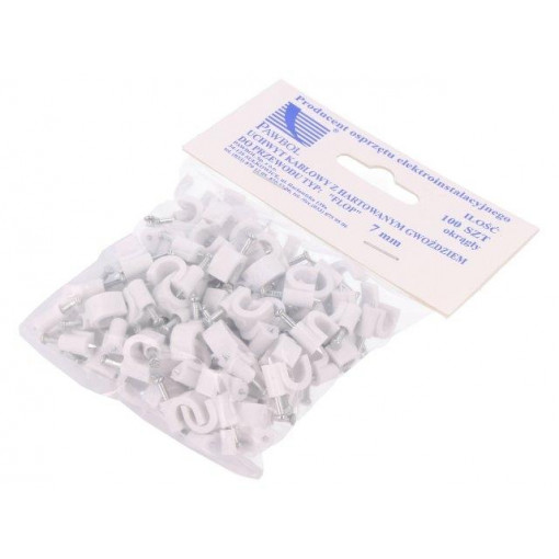 H.7005A -100; Holder; white; Application: on round cable; 100pcs; with a nail; PAWBOL
