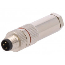 PXMBNI08FIM03ASC; Connector: M8; male; PIN: 3; for cable; plug; 3A; IP67; 60V; BULGIN