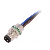 PXMBNI08RPM03AFL001; Connector: M8; male; PIN: 3; for panel mounting,front side nut; BULGIN