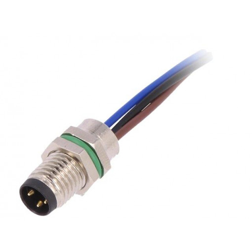 PXMBNI08RPM03AFL001; Connector: M8; male; PIN: 3; for panel mounting,front side nut; BULGIN