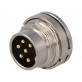 PXMBNI16RPM06ASC; Connector: M16; socket; male; soldering; PIN: 6; 5A; 125V; straight; BULGIN