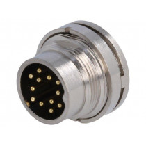 PXMBNI16RPM12ASCM16; Connector: M16; socket; male; soldering; PIN: 12; 3A; 60V; straight; BULGIN
