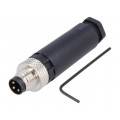 PXPPAM08FIM03AST; Connector: M8; male; PIN: 3; for cable; plug; 3A; IP67; 60V; BULGIN