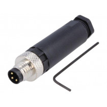 PXPPAM08FIM03AST; Connector: M8; male; PIN: 3; for cable; plug; 3A; IP67; 60V; BULGIN