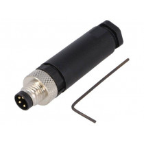 PXPPAM08FIM04AST; Connector: M8; male; PIN: 4; for cable; plug; 3A; IP67; 30V; BULGIN