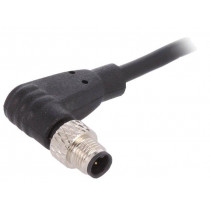 PXPPVC05RAM03ACL010PVC; Connector: M5; plug; male; cables; PIN: 3; 1A; angled; IP67; 60V; 1m; BULGIN