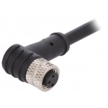 PXPPVC08RAF03ACL010PVC; Connector: M8; female; PIN: 3; angled; plug; 3A; IP67; 60V; 1m; PVC; BULGIN