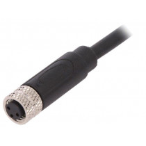 PXPTPU08FBF03ACL010PUR; Connector: M8; female; PIN: 3; straight; plug; 3A; IP67; 60V; 1m; TPU; BULGIN