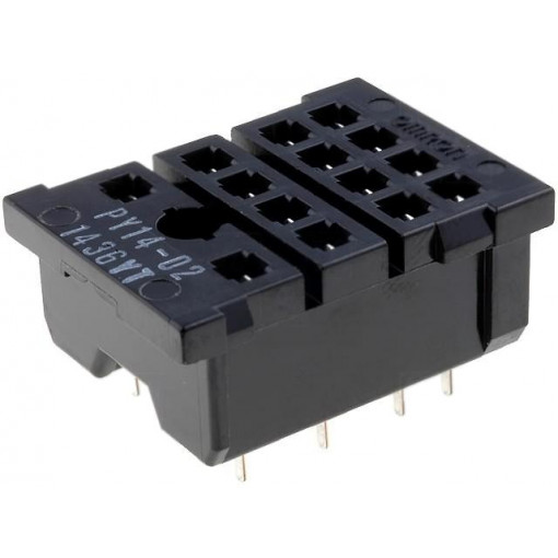 PY14-02; Socket; PIN: 14; 5A; 250VAC; Application: H3YN-2,H3YN-4,MY4,MY4N; OMRON