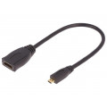 50399; Cable; HDMI 1.4; HDMI socket,HDMI micro plug; 200mm; black; QOLTEC