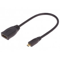 50399; Cable; HDMI 1.4; HDMI socket,HDMI micro plug; 200mm; black; QOLTEC